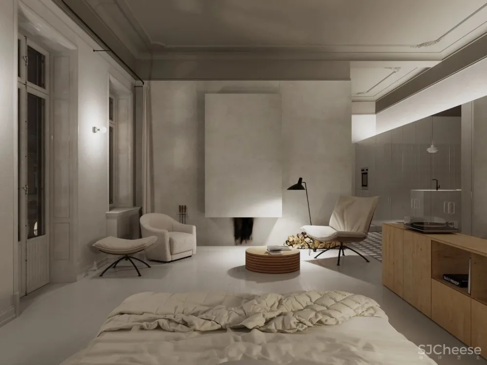 一室户极简小公寓,镜面柜门让家大两倍!