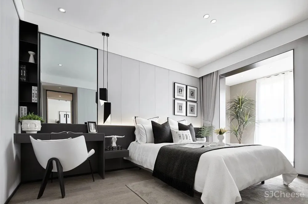 80㎡黑白设计样板间，简约即是美！
