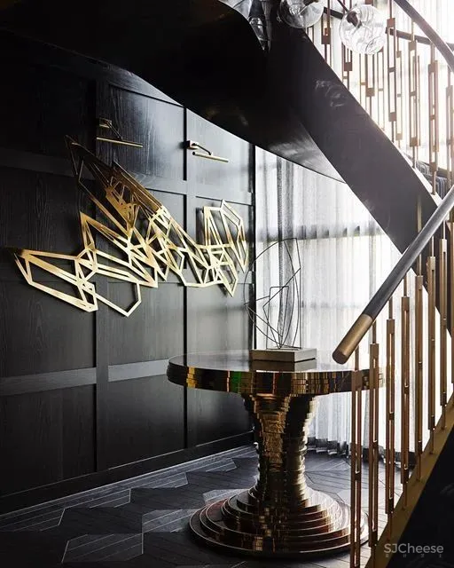 乡村别墅的大胆都市风，堪称黄铜设计典范