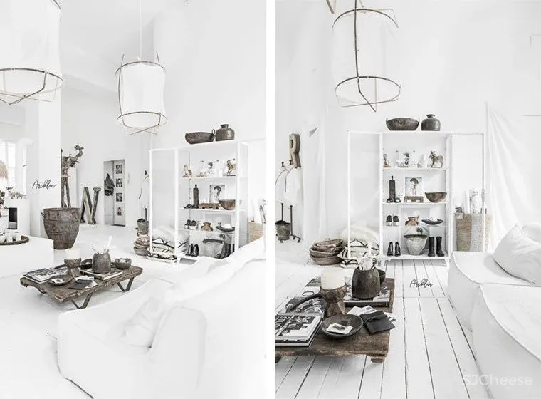 网红民宿设计参考:用夢幻白打造出来的空間。