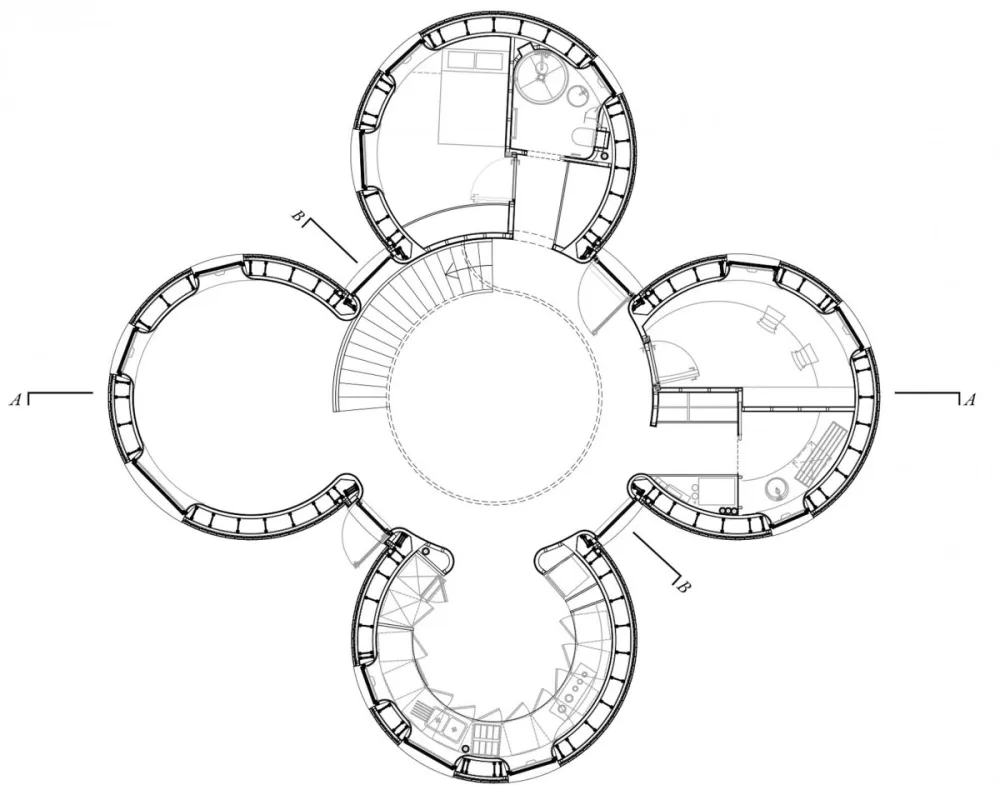 ACME staircase | Bumpers Oast House , 啤酒窑式住宅的现代诠释