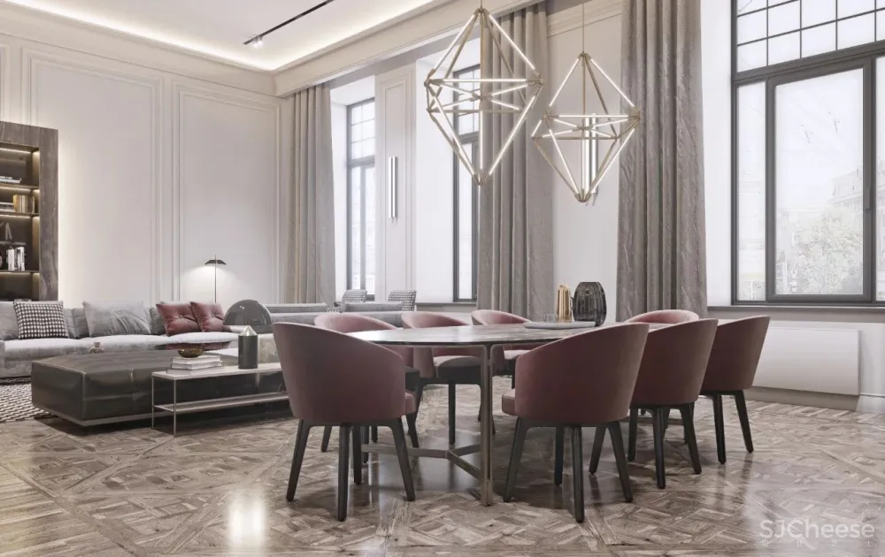 200㎡精致轻奢住宅,一抹低调红很高级!