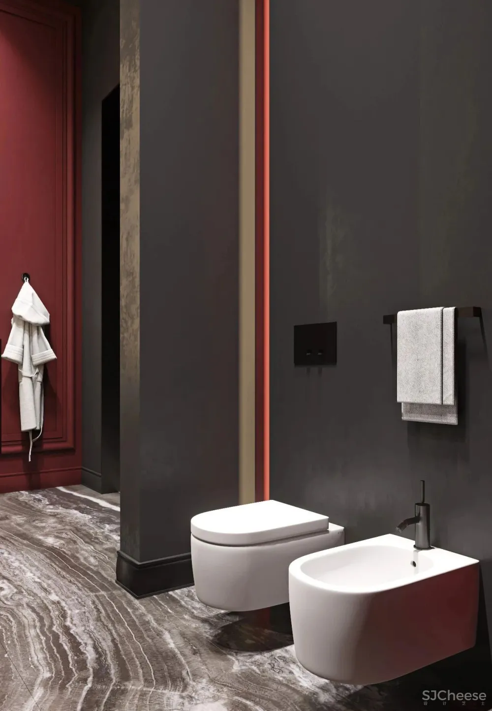 200㎡精致轻奢住宅,一抹低调红很高级!