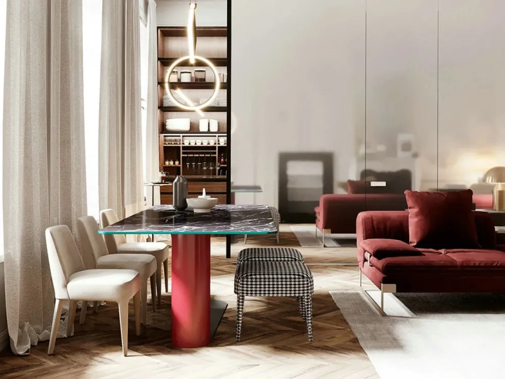 65㎡时尚复古风公寓,最爱那抹迷人酒红色!