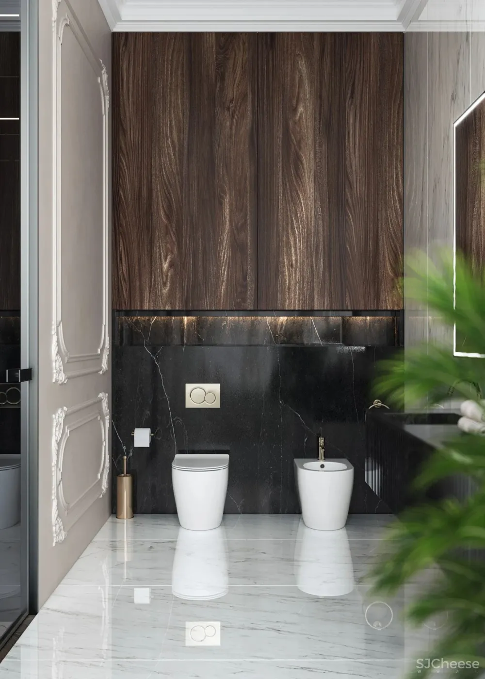 三室两厅的家,墙面用石膏线装饰,复古又时尚