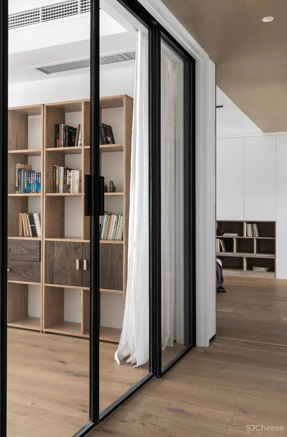 130㎡北欧简约,女主人爱生活,男主爱游戏,客厅书房设计一体