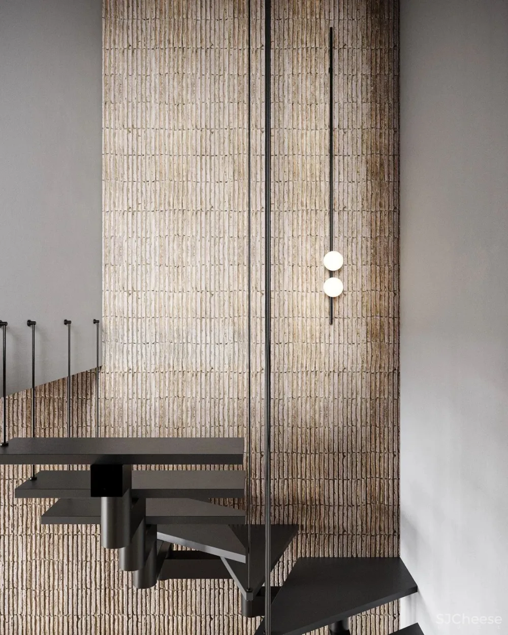 简约复式公寓,石材墙面竟如此有质感