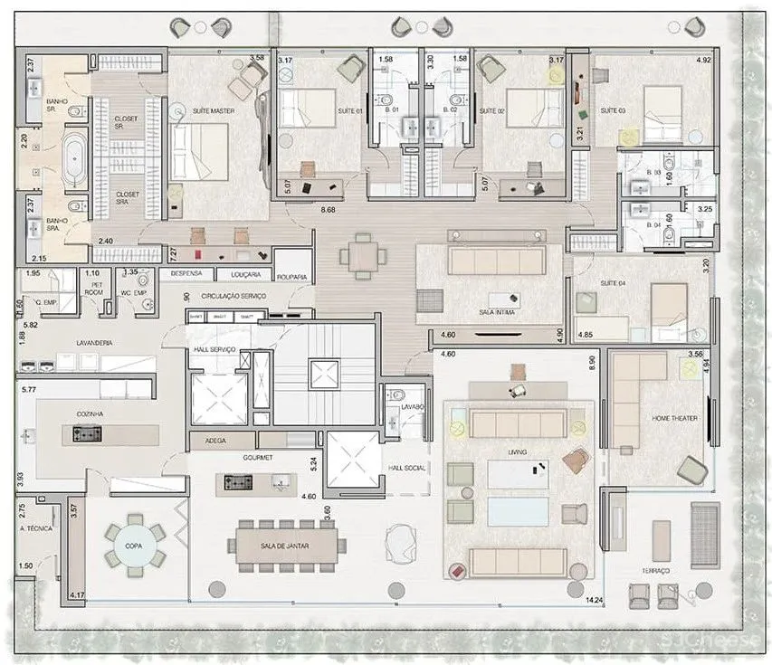 550㎡ 大平层,自然简约的画风比别墅更高级
