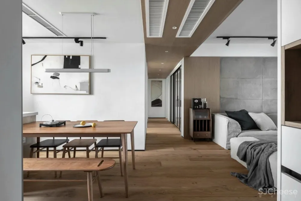 130㎡北欧简约,女主人爱生活,男主爱游戏,客厅书房设计一体