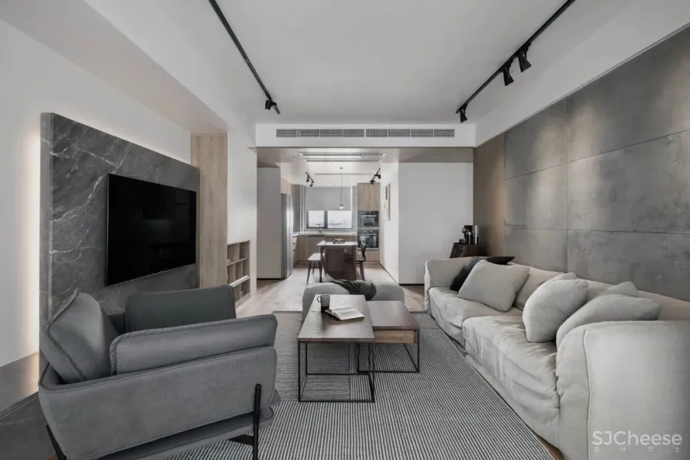 130㎡北欧简约,女主人爱生活,男主爱游戏,客厅书房设计一体