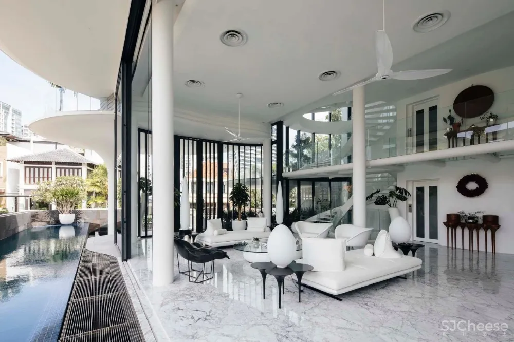 别墅还可以这样设计，从内到外的阶梯式曲线太美！