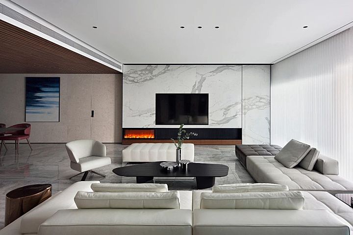 380㎡现代轻奢大宅,用线条勾勒空间的精髓!