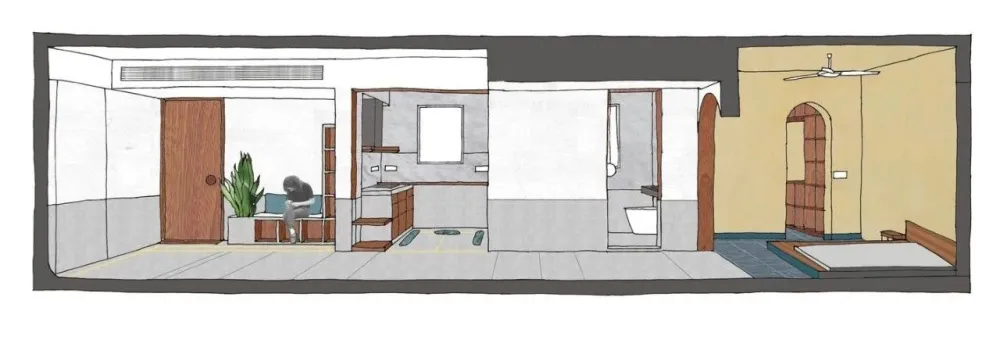 67㎡ 一室户,用水泥与木头就能缔造出时尚住宅