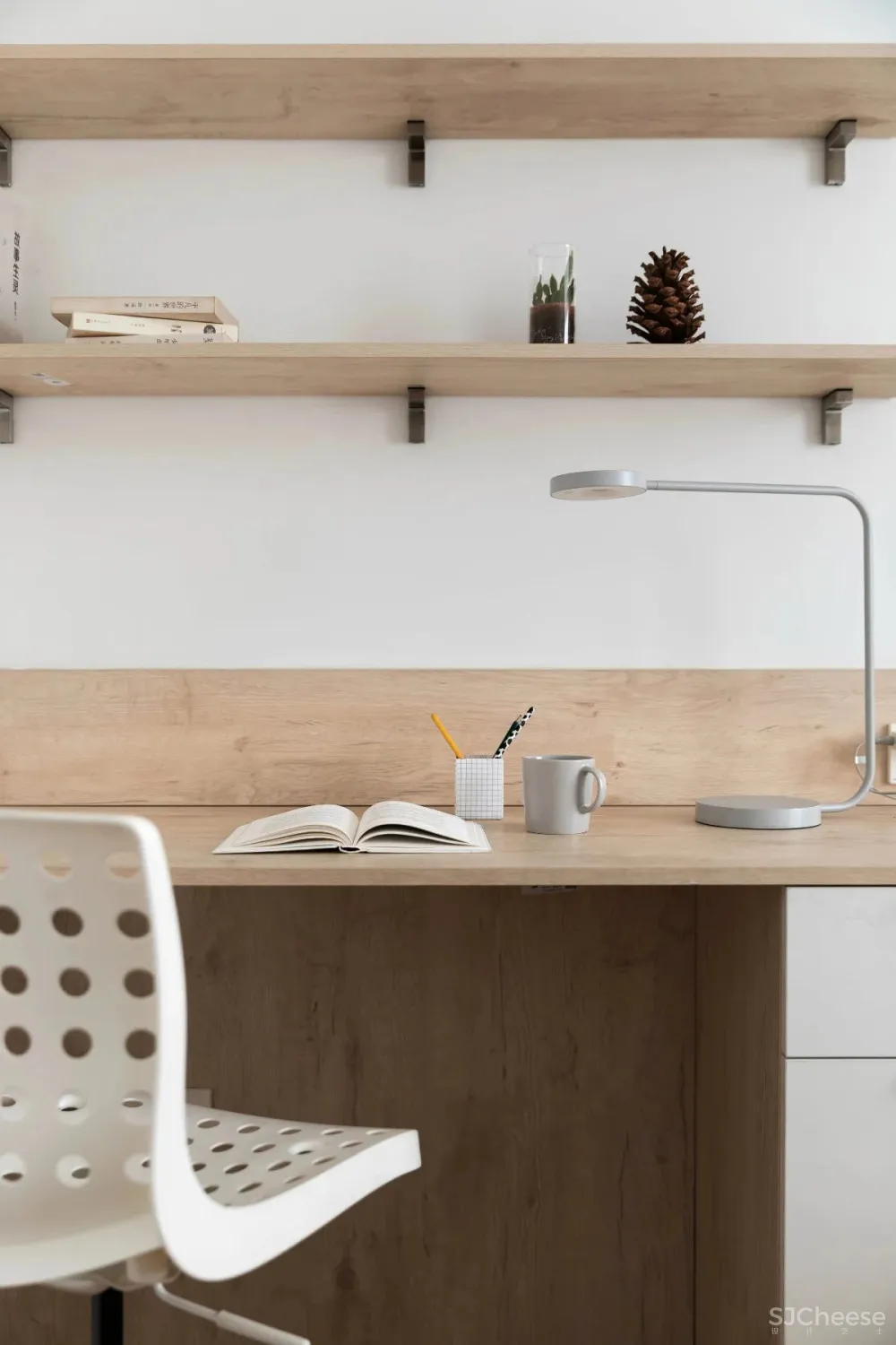 130㎡北欧简约,女主人爱生活,男主爱游戏,客厅书房设计一体