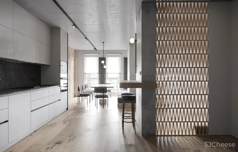 简约复式公寓,石材墙面竟如此有质感