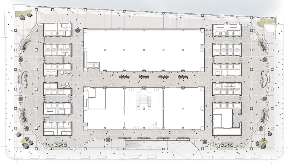 弧形玻璃幕墙+从墙到顶的天花,这个大堂改造太惊艳!