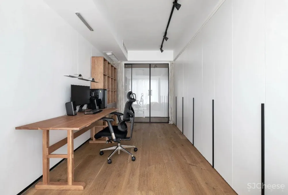 130㎡北欧简约,女主人爱生活,男主爱游戏,客厅书房设计一体