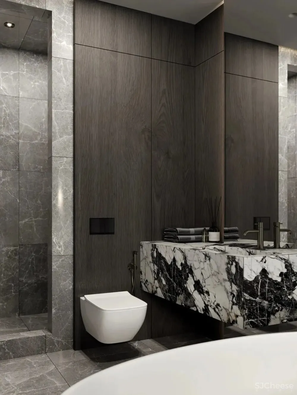 现代轻奢蓝住宅，看大理石的炸裂美感！