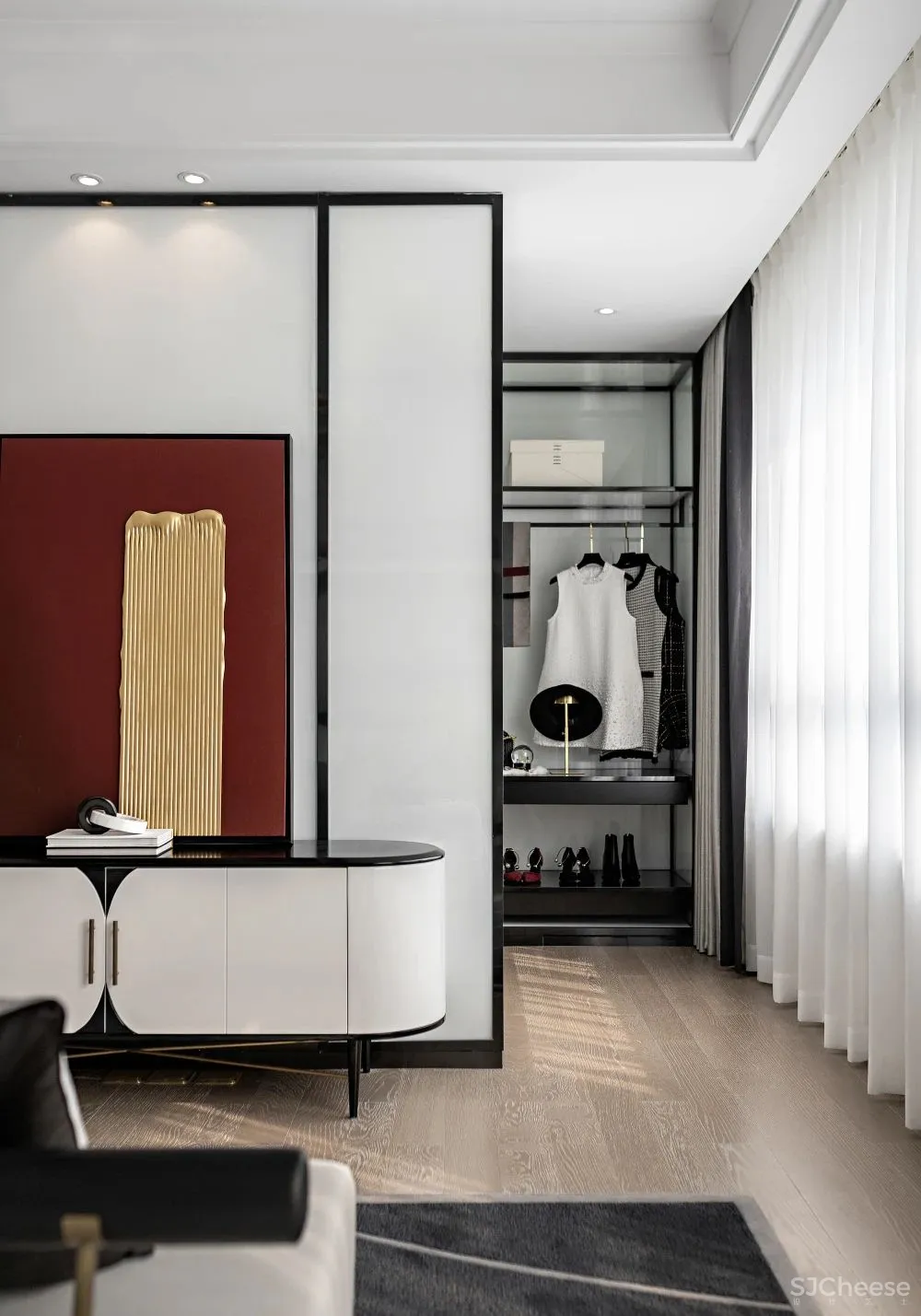 220㎡璀璨奢宅, 黑红配色,致敬经典!