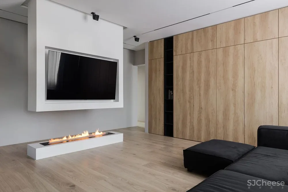 原木+高级黑,客厅电视墙这样设计太巧妙了