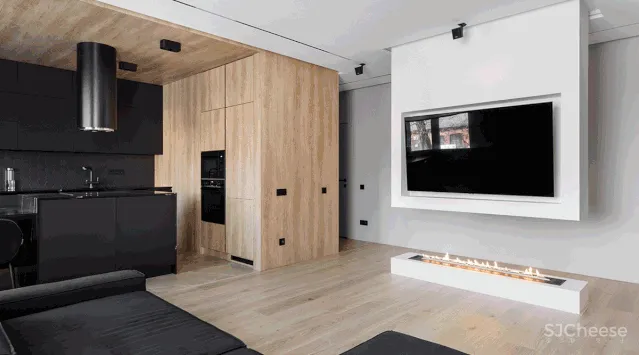 原木+高级黑,客厅电视墙这样设计太巧妙了