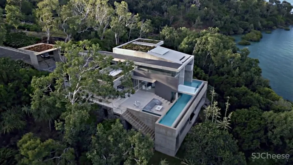 超酷的混凝土海景奢华别墅,深邃于空,容纳万境