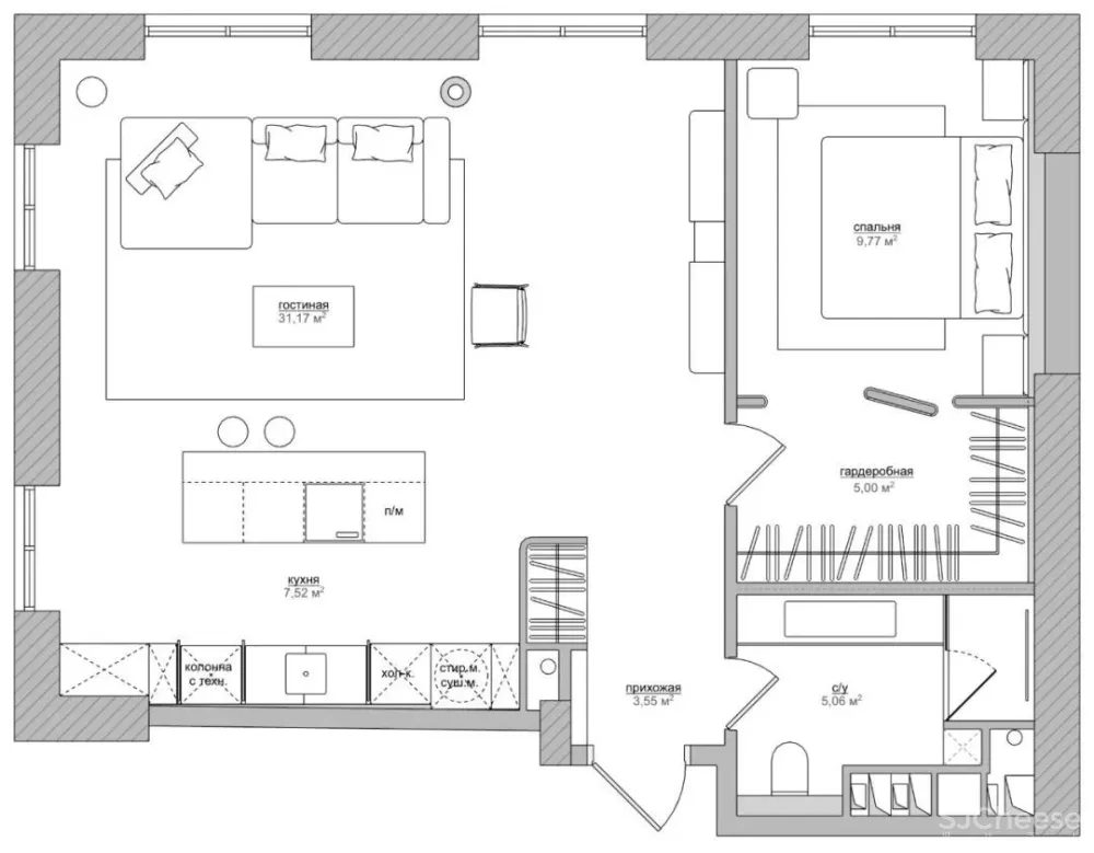 66㎡浅度灰私宅,简约不单调的质感生活!