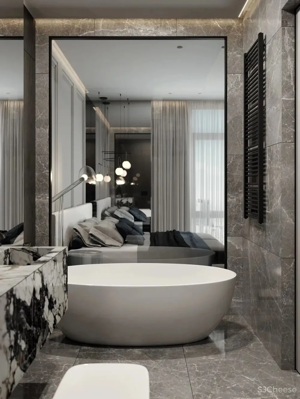 现代轻奢蓝住宅，看大理石的炸裂美感！