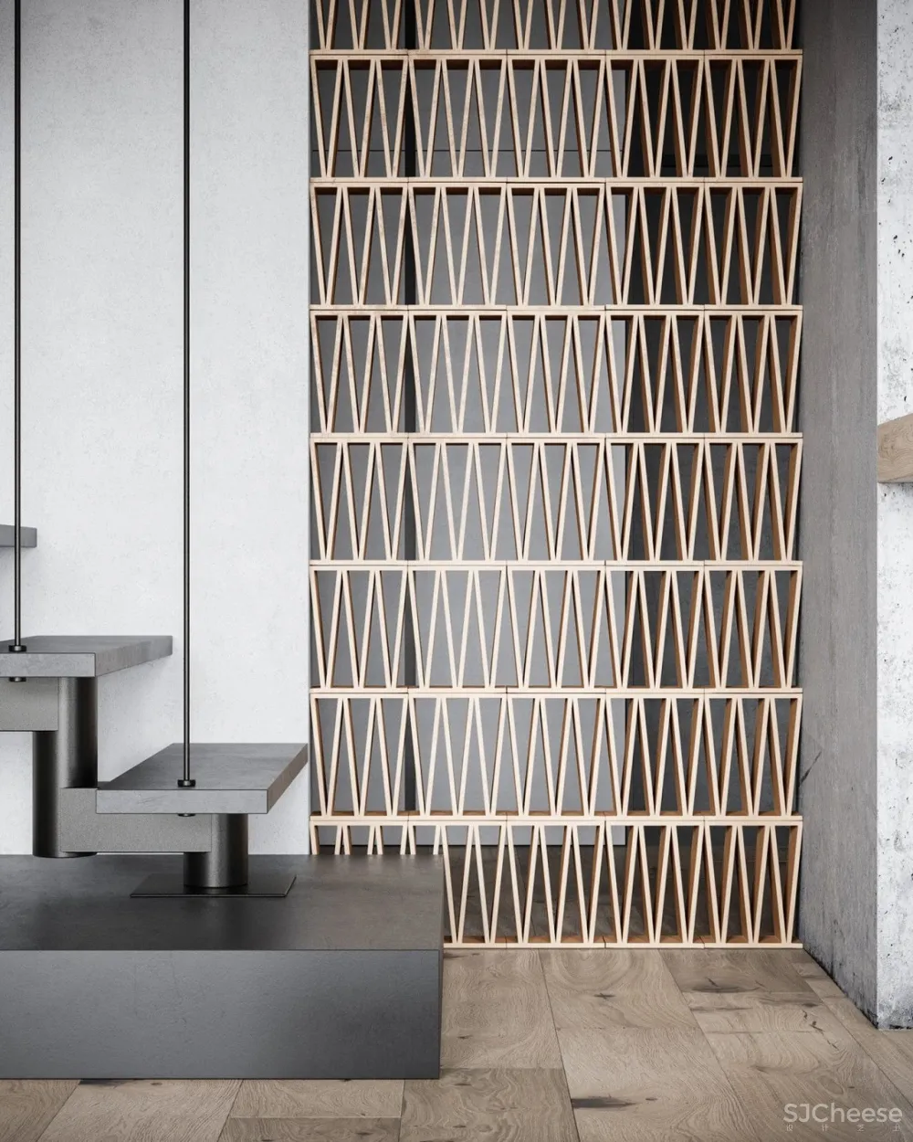 简约复式公寓,石材墙面竟如此有质感