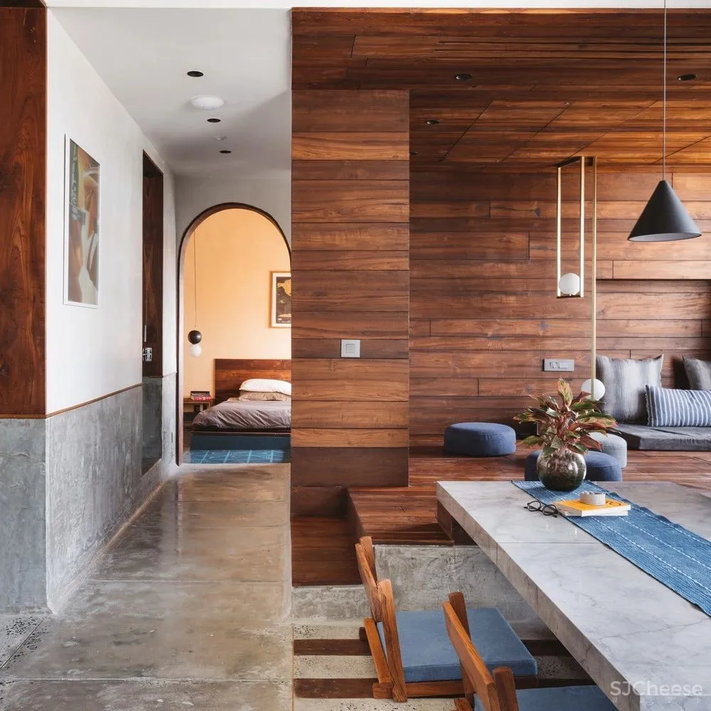 67㎡ 一室户,用水泥与木头就能缔造出时尚住宅