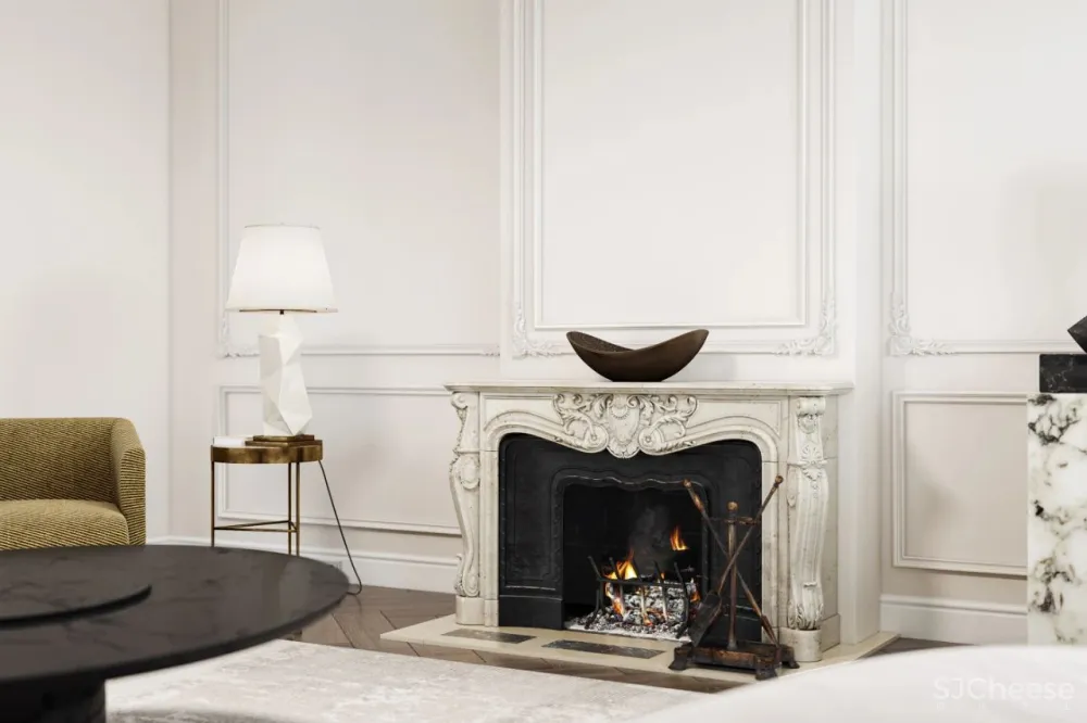 三室两厅的家,墙面用石膏线装饰,复古又时尚