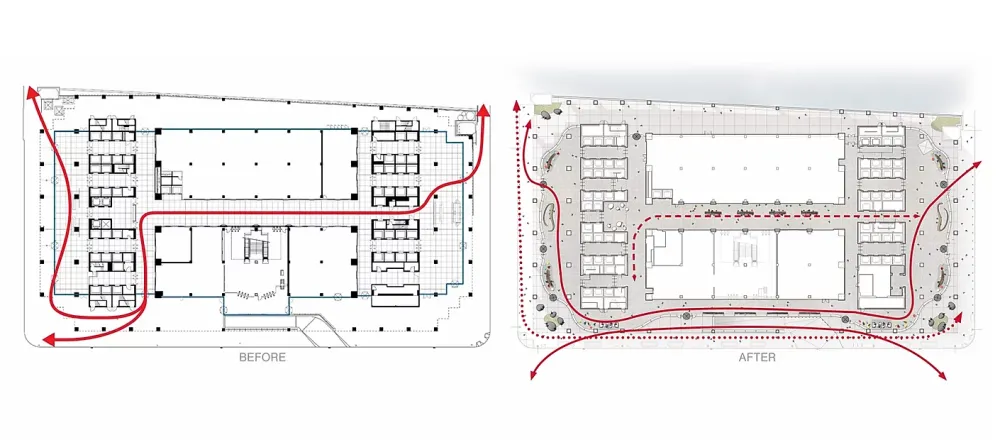弧形玻璃幕墙+从墙到顶的天花,这个大堂改造太惊艳!