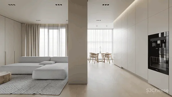 80㎡ 的一室户,隐藏式厨房布局更巧妙