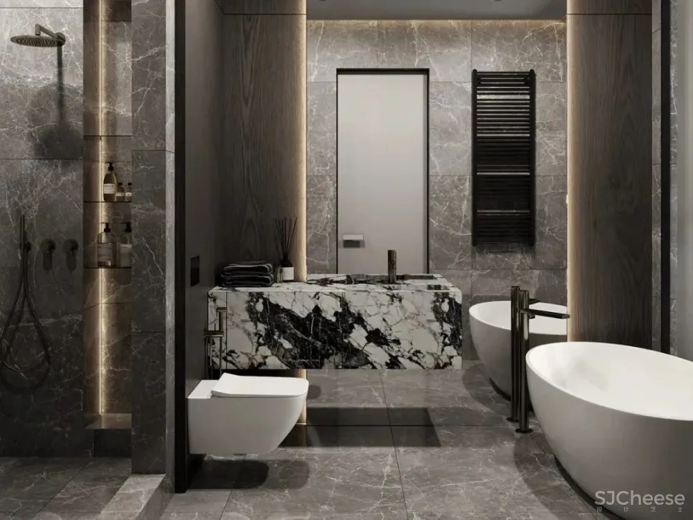 现代轻奢蓝住宅，看大理石的炸裂美感！