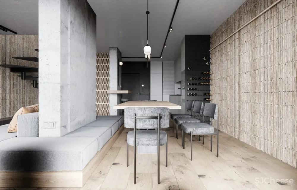 简约复式公寓,石材墙面竟如此有质感