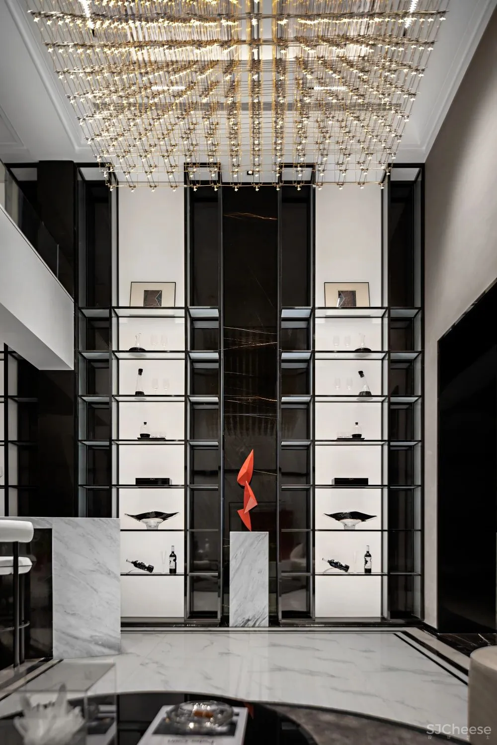 220㎡璀璨奢宅, 黑红配色,致敬经典!