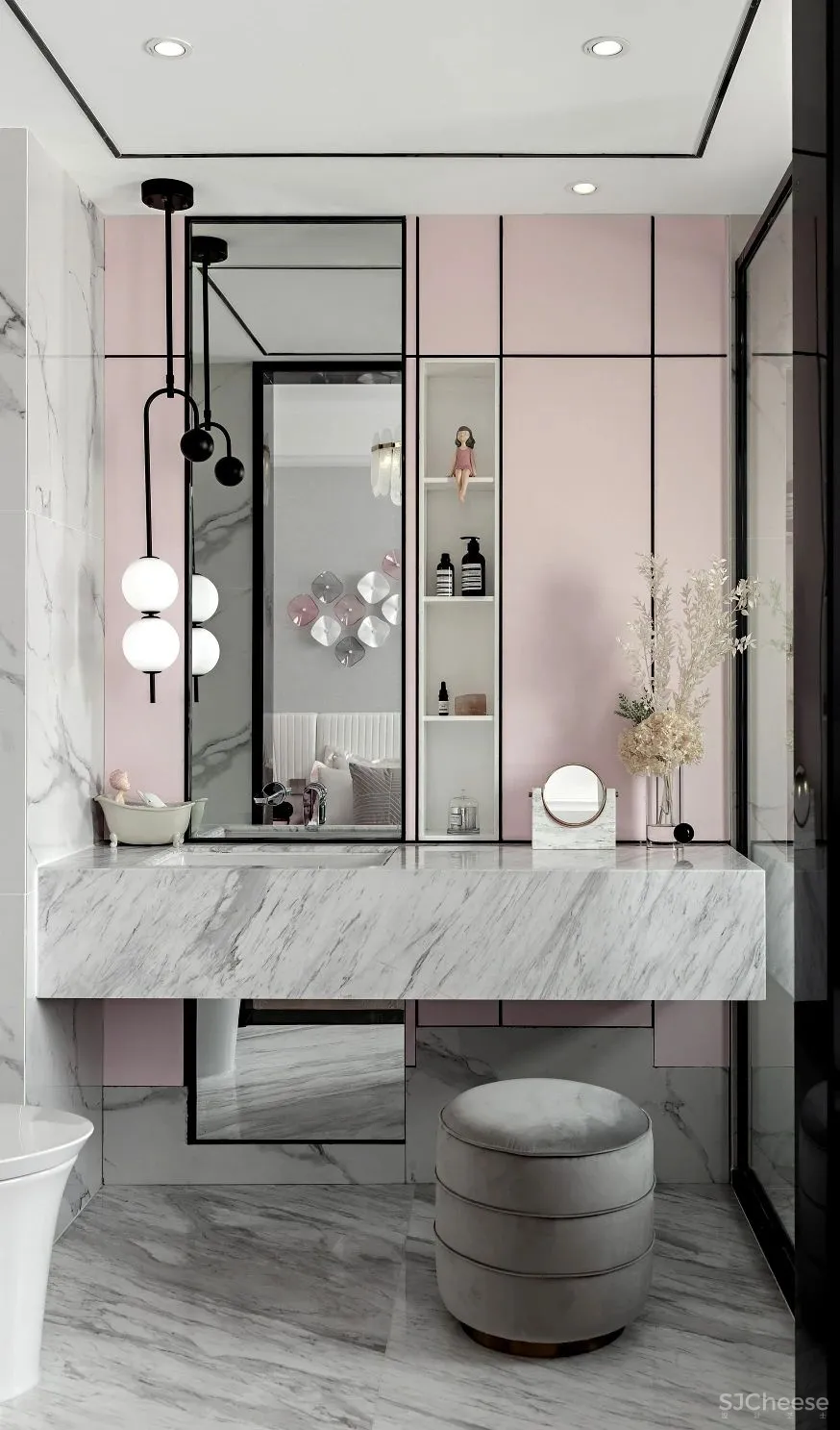 220㎡璀璨奢宅, 黑红配色,致敬经典!