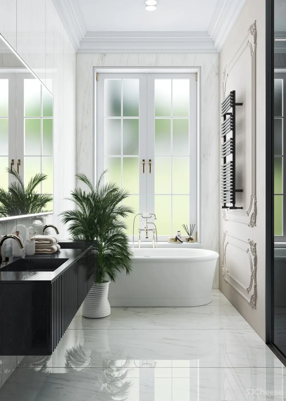 三室两厅的家,墙面用石膏线装饰,复古又时尚