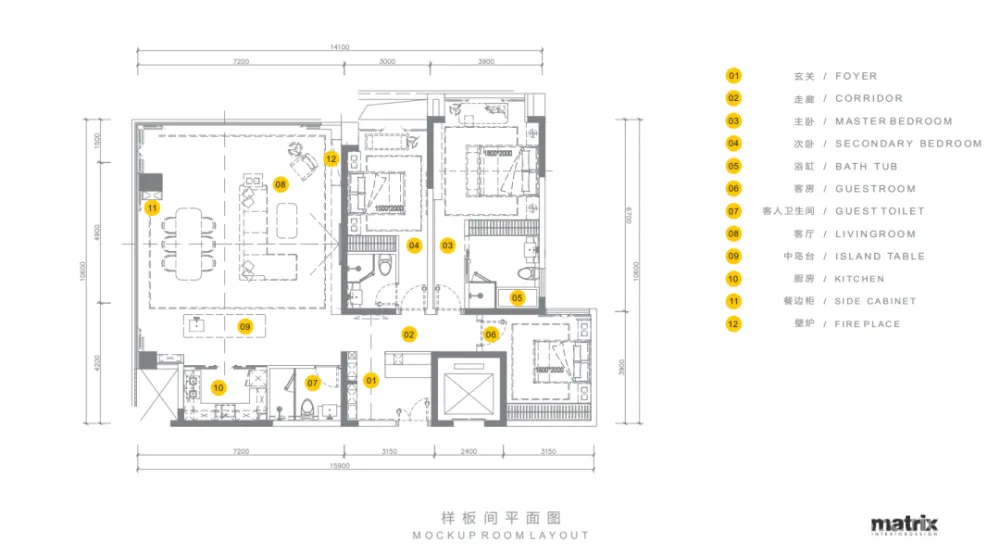 矩阵纵横作品 梵悦重庆天御A、C户型样板间设计