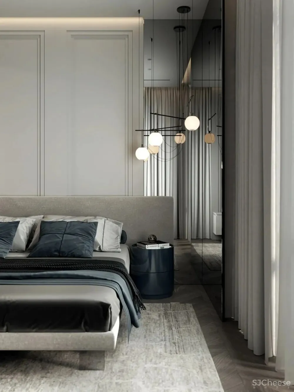 现代轻奢蓝住宅，看大理石的炸裂美感！