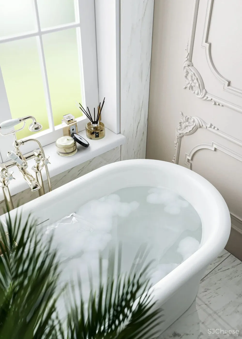 三室两厅的家,墙面用石膏线装饰,复古又时尚