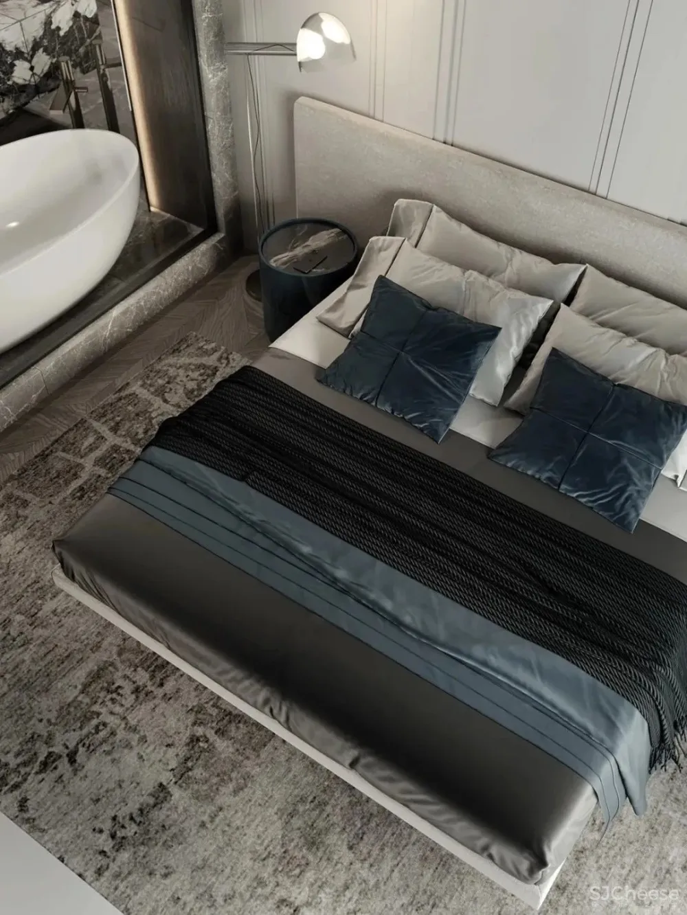 现代轻奢蓝住宅，看大理石的炸裂美感！