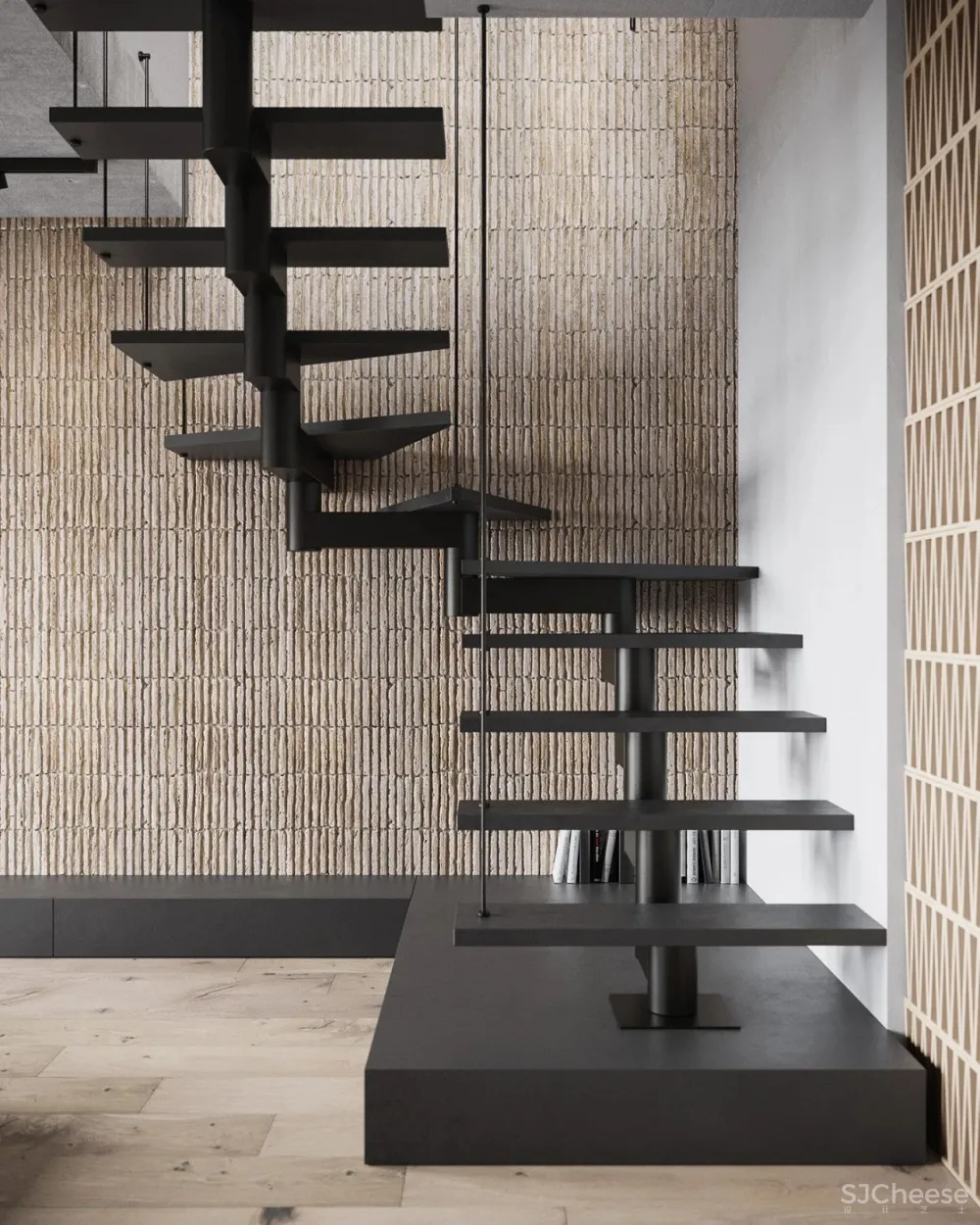 简约复式公寓,石材墙面竟如此有质感