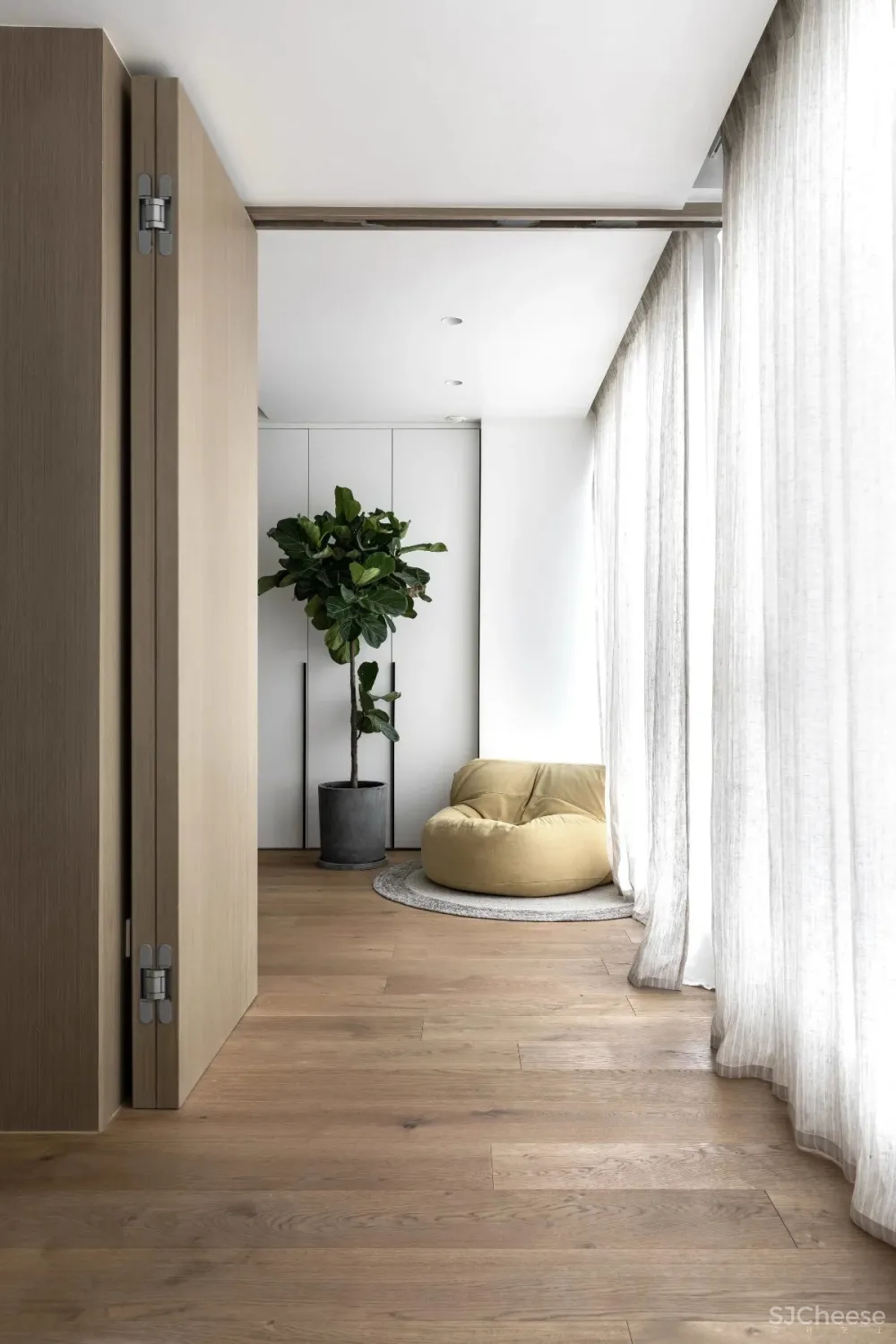 130㎡北欧简约,女主人爱生活,男主爱游戏,客厅书房设计一体