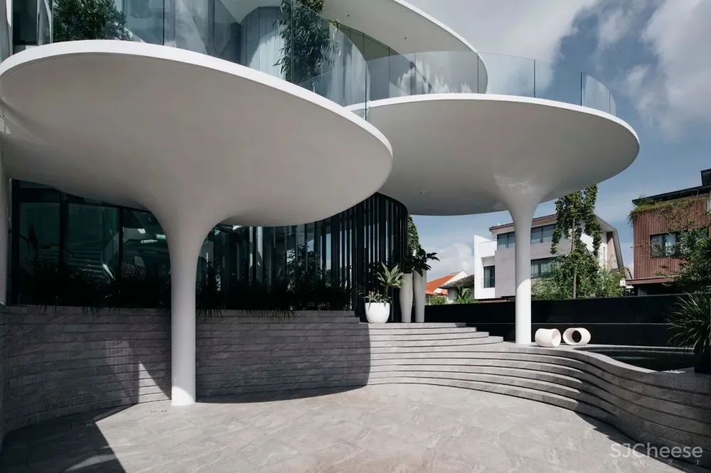 别墅还可以这样设计，从内到外的阶梯式曲线太美！