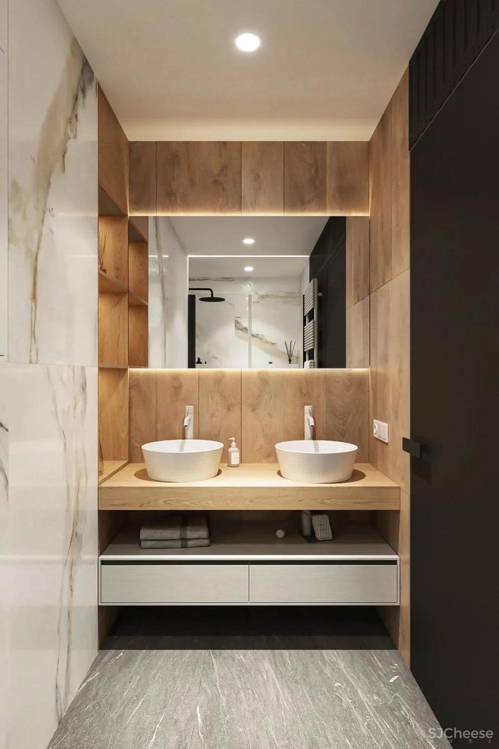 大理石与木材结合,让家更有质感!