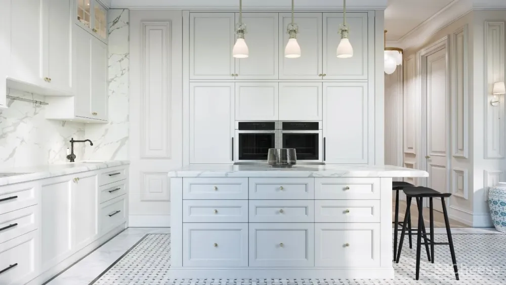 精致的石膏线条与黄铜，这样恰到好处的轻奢风甜而不腻，华丽而不俗气