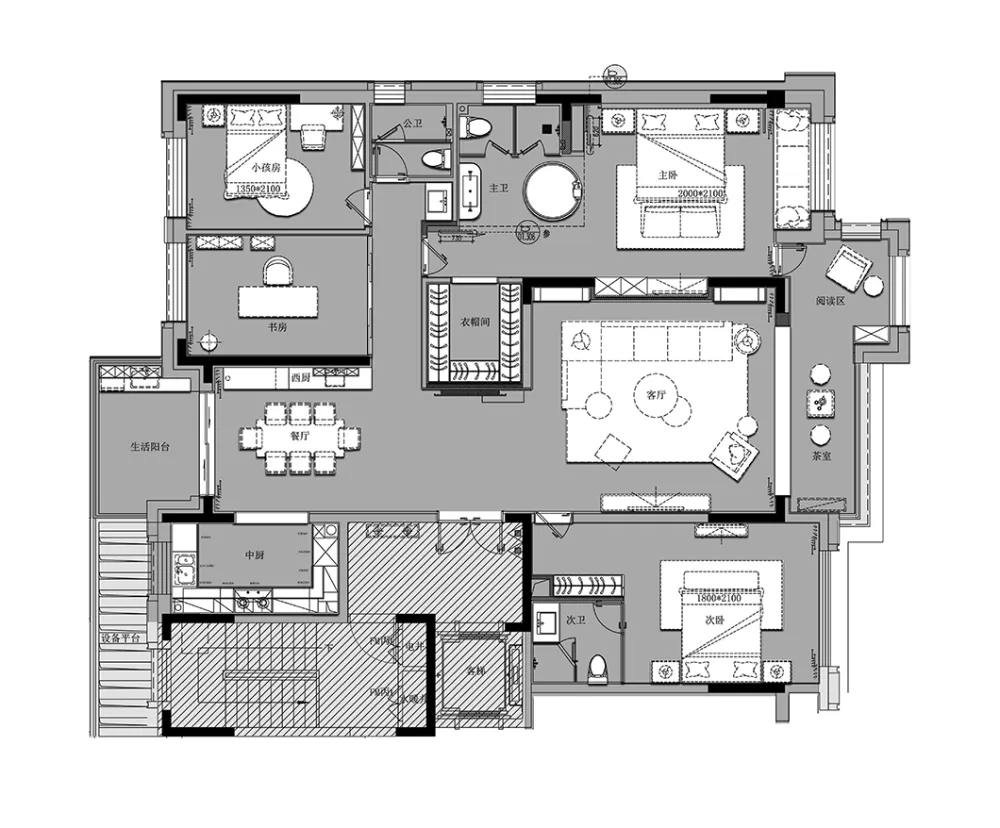 200㎡简雅高级灰，气质非凡的设计格调！