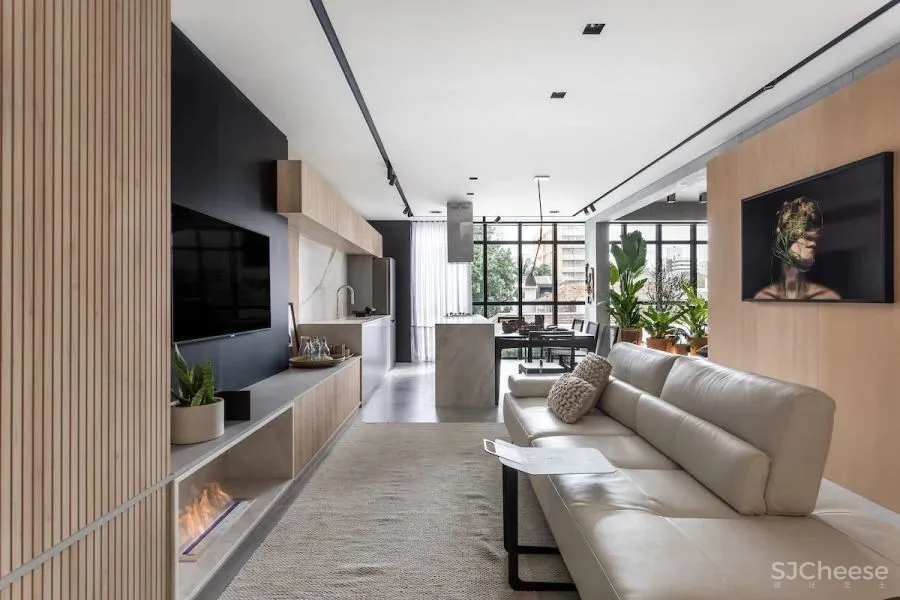 拆除所有隔墙，以行走动线重新规划功能区，真是美好又独特！