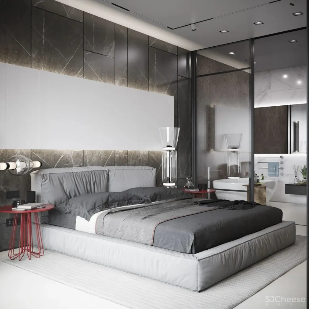 55㎡现代一居室,黑色 木色,舒适大方!